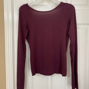 “Garage” maroon low back long sleeve top